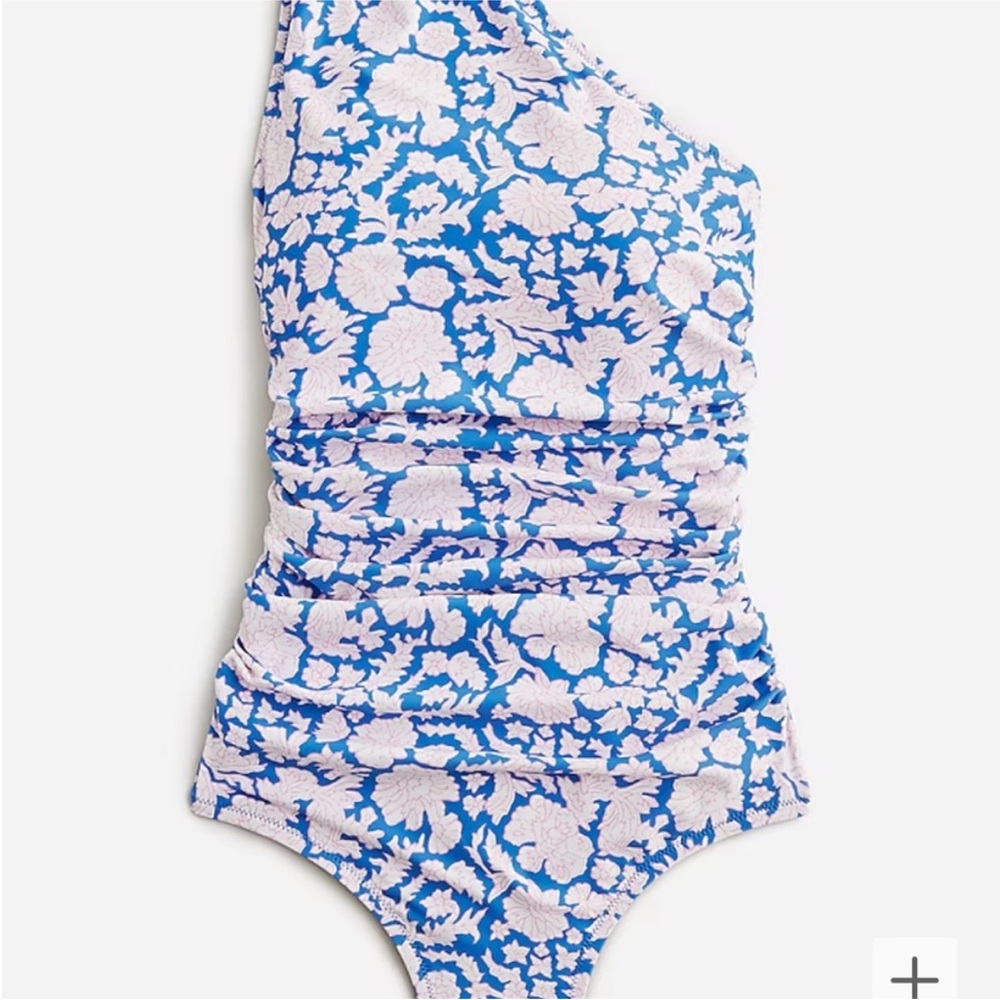 NWT J. Crew SZ Blockprints X Ruched One-Shoulder One-Piece Swimsuit Nila Print